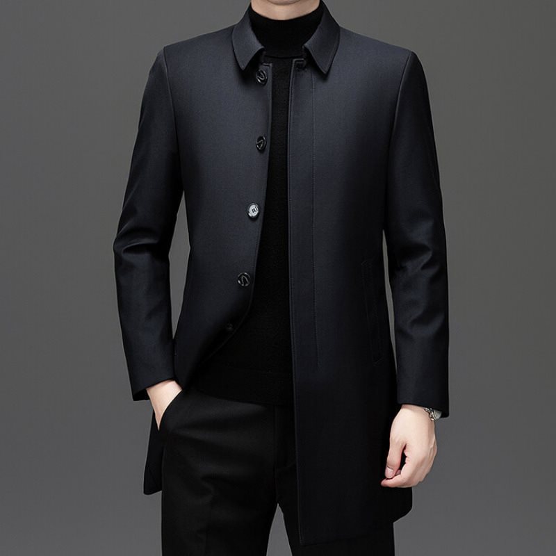 2024冬のミディアムトレンチコート90白鴨毛の長いダウンジャケットは、内胆中年の父親が保温コートを着ている