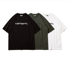 クロスボーダー Carhartt 新しいトレンディなブランド半袖ピュアコットン男性と女性のカップルカジュアルレター刺繍カーハート Tシャツ
