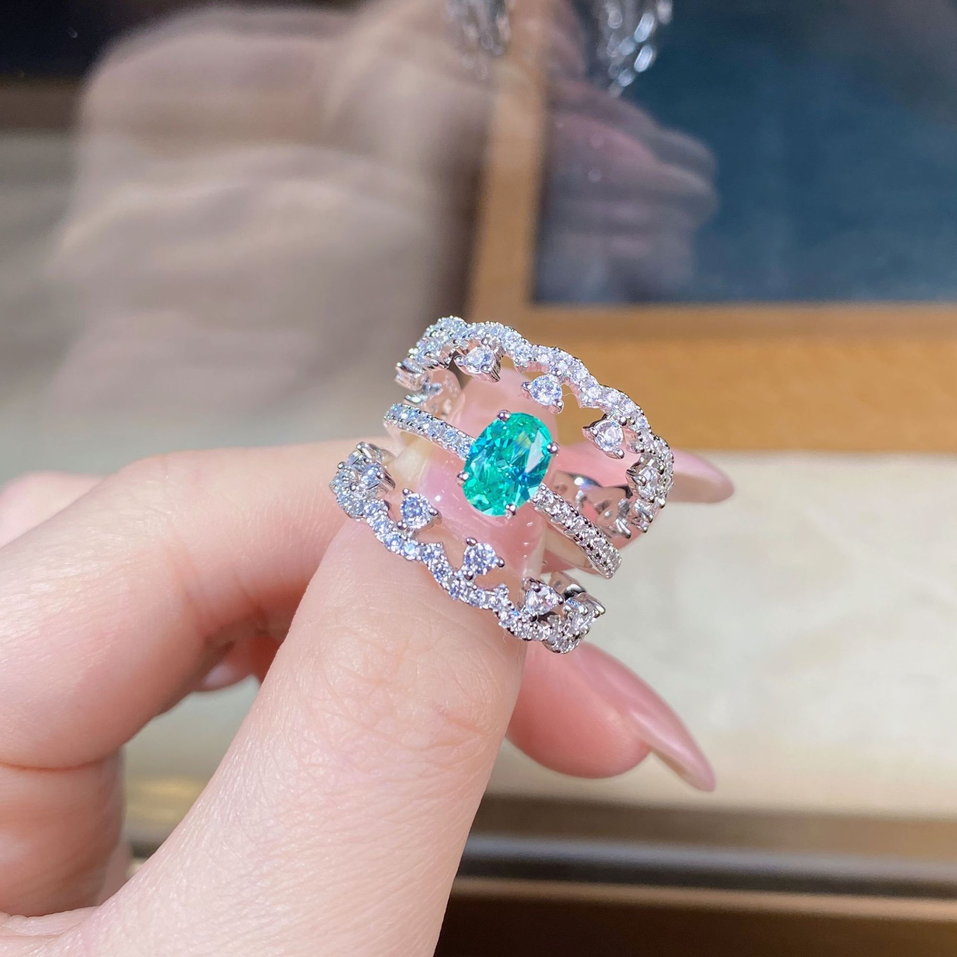 Simple Style Bear Sterling Silver Inlay Zircon Rings 1 Piece