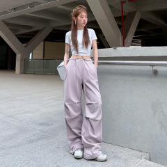 よく売れている2025アメリカの工装ズボンの女性の夏の薄いタイプのハイウエストはやせています。