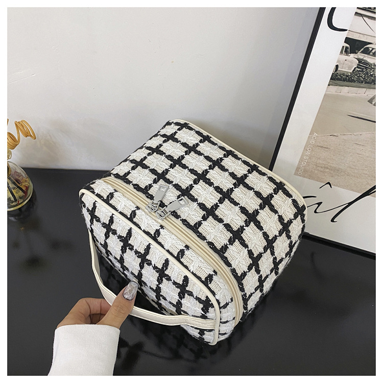 Nuevo maquillaje estilo Instagram para mujer, portátil, sencillo, de gran capacidad, de viaje de alta gama, artículos de tocador de gran tamaño, a cuadros_voghion.com