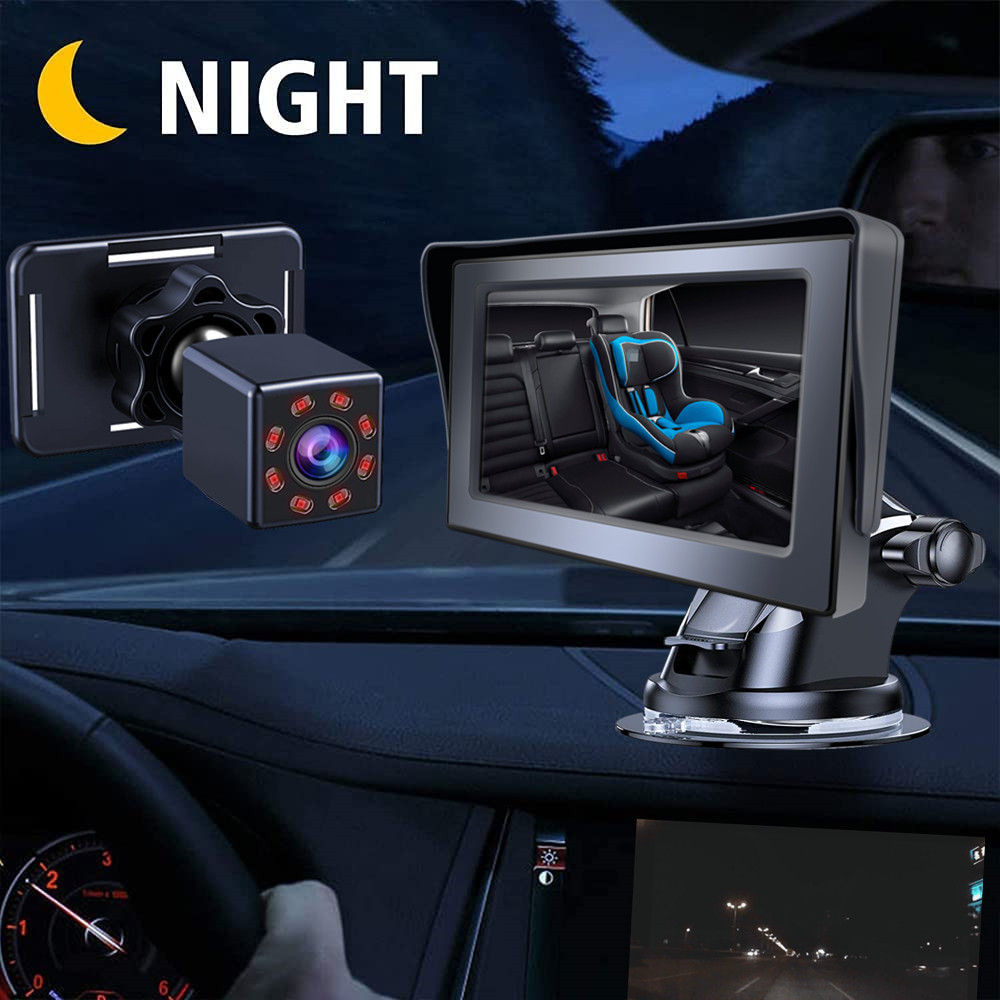 跨境4.3寸高清夜视车载婴儿镜监控器car baby mirror Monitor详情1