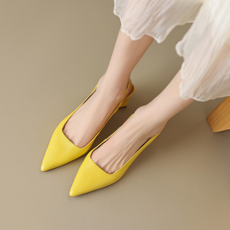 CHIKO Darneisha Pointy Toe Block Heels Slingback Shoes