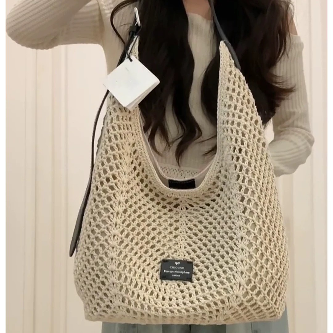 Women's Woven Bag 2025 New Summer Handbag Shoulder Bag Beach Crossbody Straw Tote Bag For Commuting - Thumbnail 3