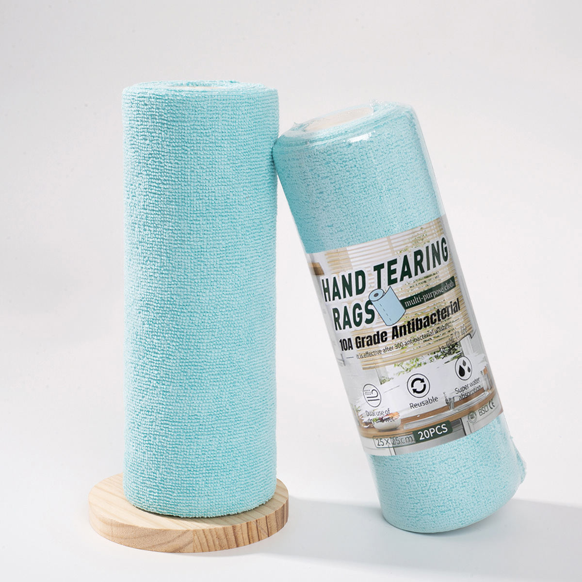 Paño de limpieza desechable de microfibra antibacteriana 10A para cocina, paño de limpieza desechable fácil de rasgar