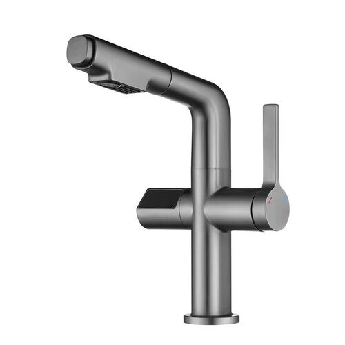 Full copper digital display lift pull-out basin faucet bathroom basin wash basin hot and cold water household basin faucet