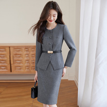 设计感职业女裙套装秋冬质修身珠宝店酒店医美前台工作服美容工装