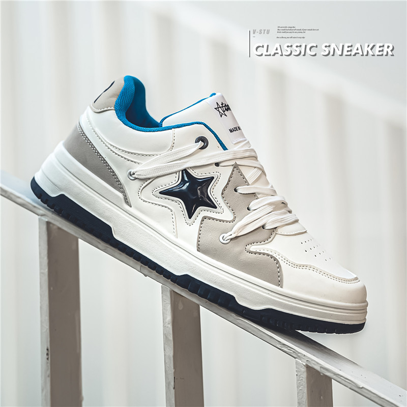 White Men's Shoes Spring Thick-Soled Versatile Non-Slip Design Casual Sneakers Student Niche Original Sports Shoes Trendy Shoes