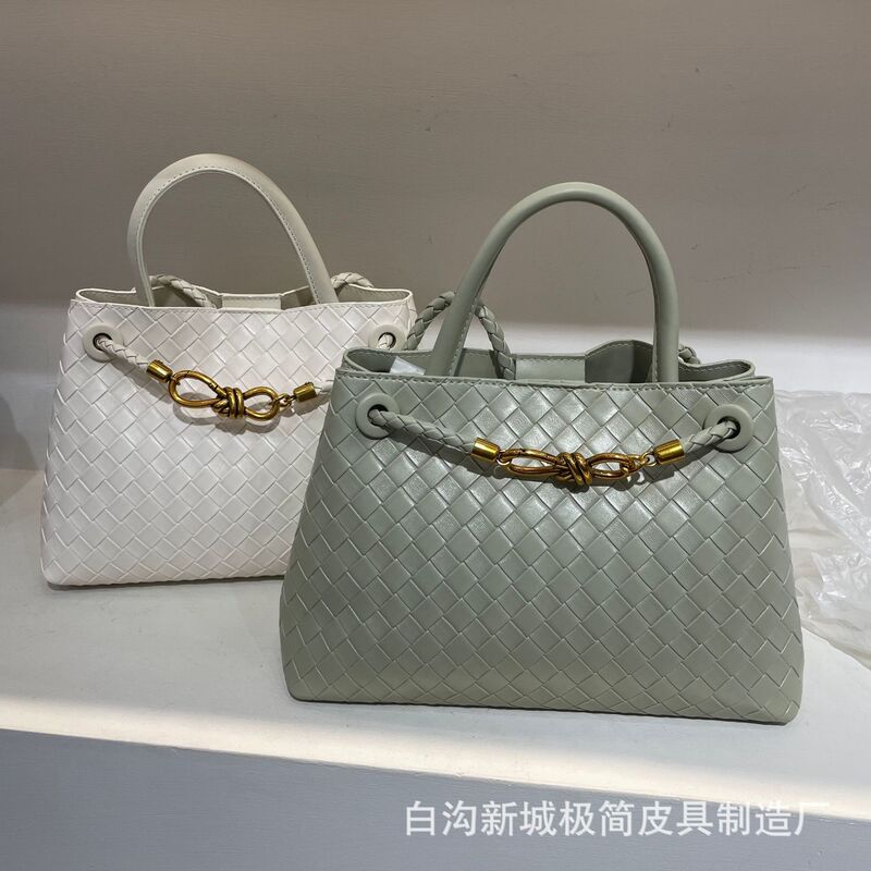 秋冬新款手提包大容量托特包美拉德棕色编织包复古时尚单肩斜挎包|undefined