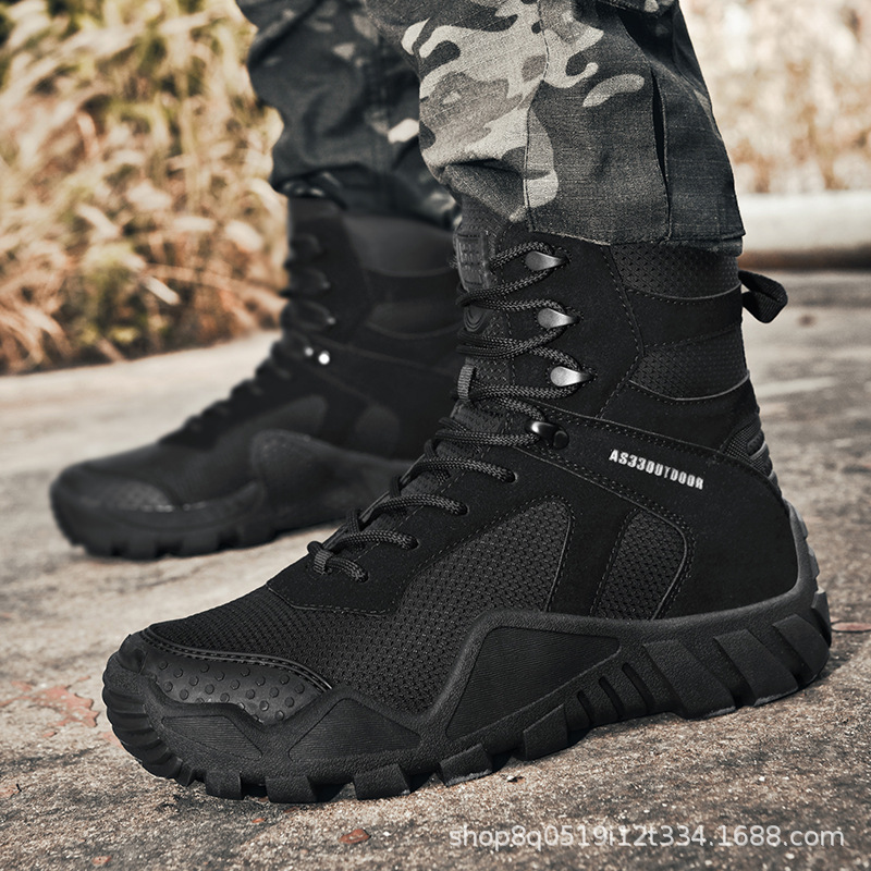 Bienestar Estilo de gran tamaño Botas tácticas de senderismo al aire libre Entrenamiento de campo Entrenamiento de campo Botas militares Zapatos de senderismo Botas de hombre de alta calidad