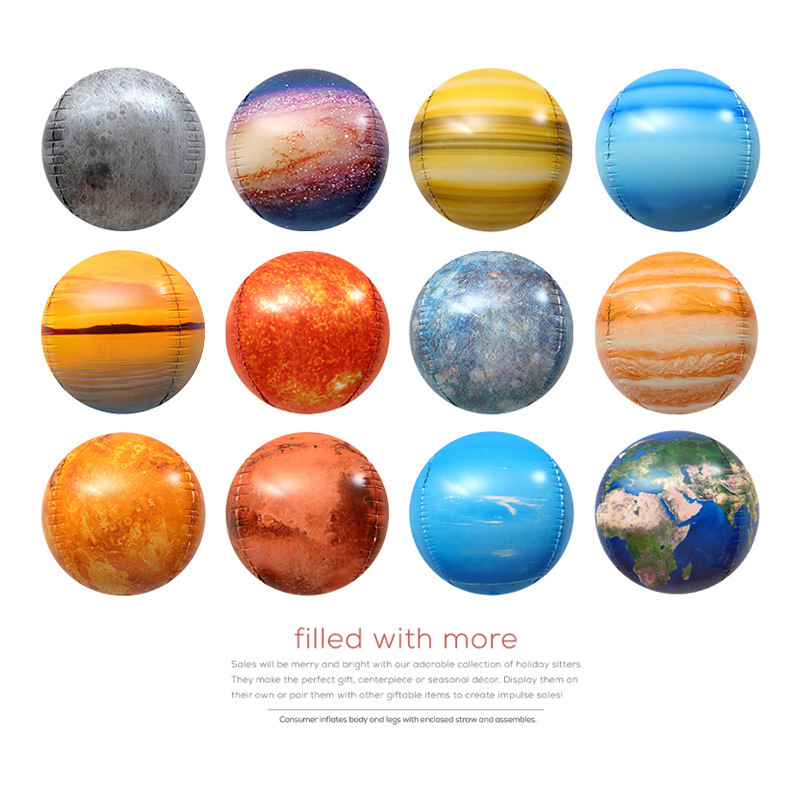 Party decoration props balloon 4D Stereo sun Galaxy Saturn Mars moon Venus Earth round aluminum membrane balloon