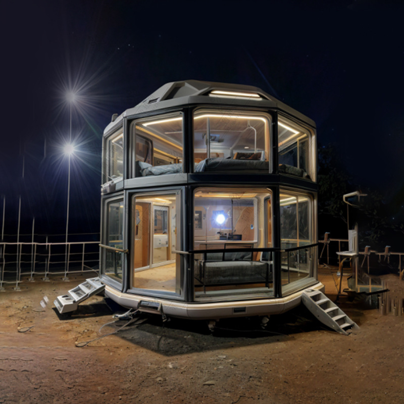 Suspensión cabina B & B espacio exterior interestelar sensación experiencia OVNI B & B habitación de metal de textura de la casa del árbol suburbano cápsula espacial