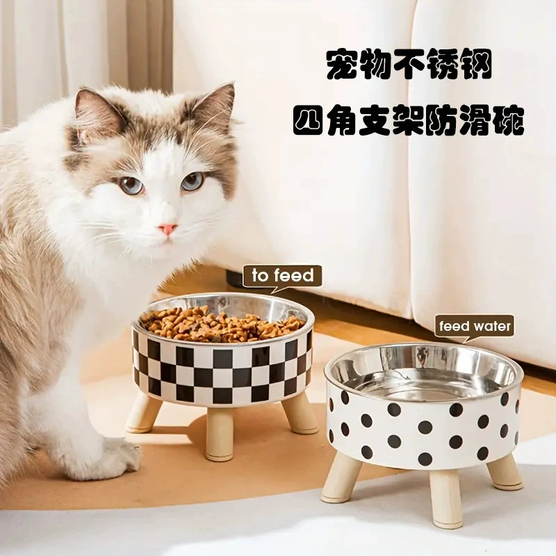 Миска для домашних животных Противоударная Нескользящая Четырехугольная миска большой емкости миска для риса для собак анти-шейный отдел позвоночника миска для кошек Одиночная миска для домашних животных из нержавеющей стали