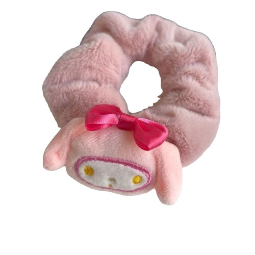 Autumn and Winter Cute Cartoon Dog Design Kuromi Hair Tie for Girls, Soft Plush Colon Ring, Soft Girl Student Hair Accessory