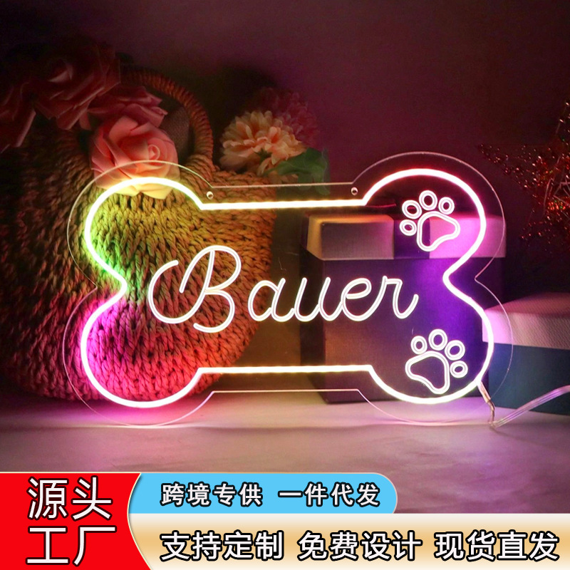 亚马逊热销彩色霓虹灯USB供电可调光LED幻彩霓虹灯装饰卧室派对拍|ru