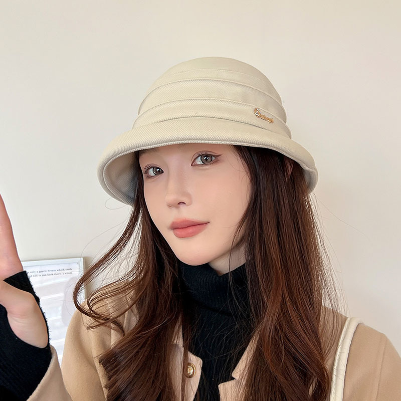 Sombrero de pescador para mujeres primavera y otoño versátil estilo coreano versátil sombrero sombrero sombrero de sol mostrando cara pequeño sombrero de cubo