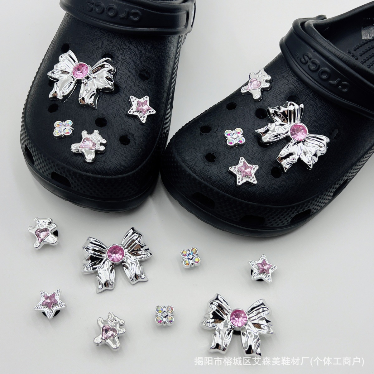 Estrellas plateadas ajuste agujero agujero perdido zapatos decorativos accesorios DIY extraíbles accesorios de flores hebillas de zapatos accesorios tridimensionales