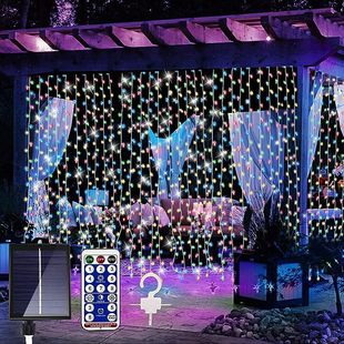 Sun color flashing light starry copper wire curtain light 3*3 curtain light Christmas decoration outdoor waterproof colored light string