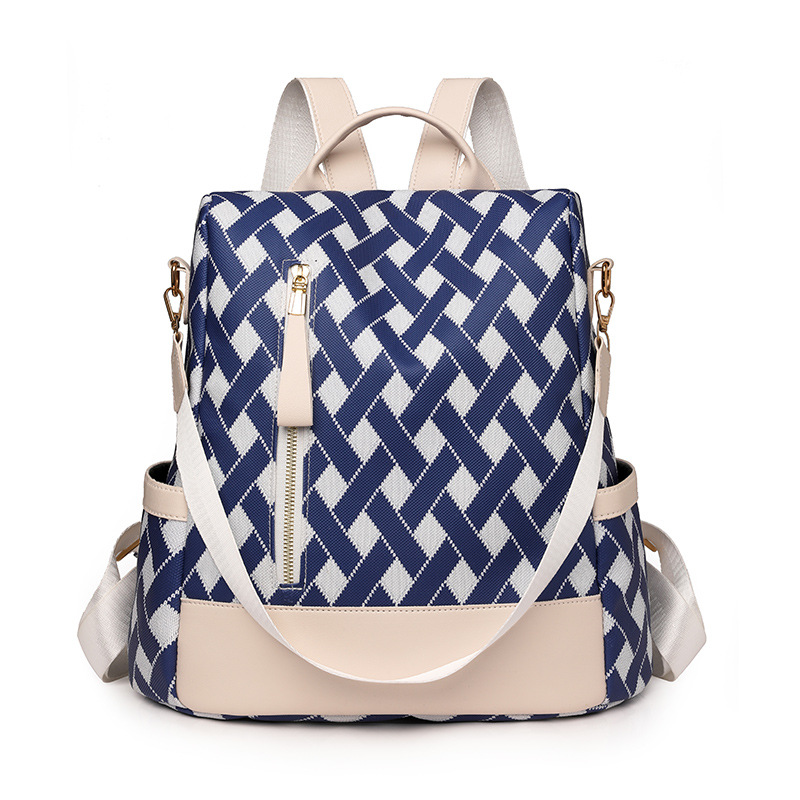 Mochila antirrobo de comercio exterior transfronterizo para mujer 2024 nueva moda color contraste mochila de viaje al aire libre mochila escolar de nailon de doble uso