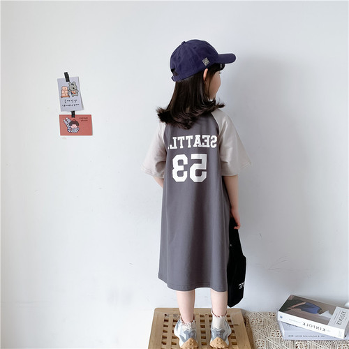 Summer Mother and Daughter Matching Outfits Baby Fashion Trendy Children's Personal Style Color-blocked Letter T-shirt Skirts