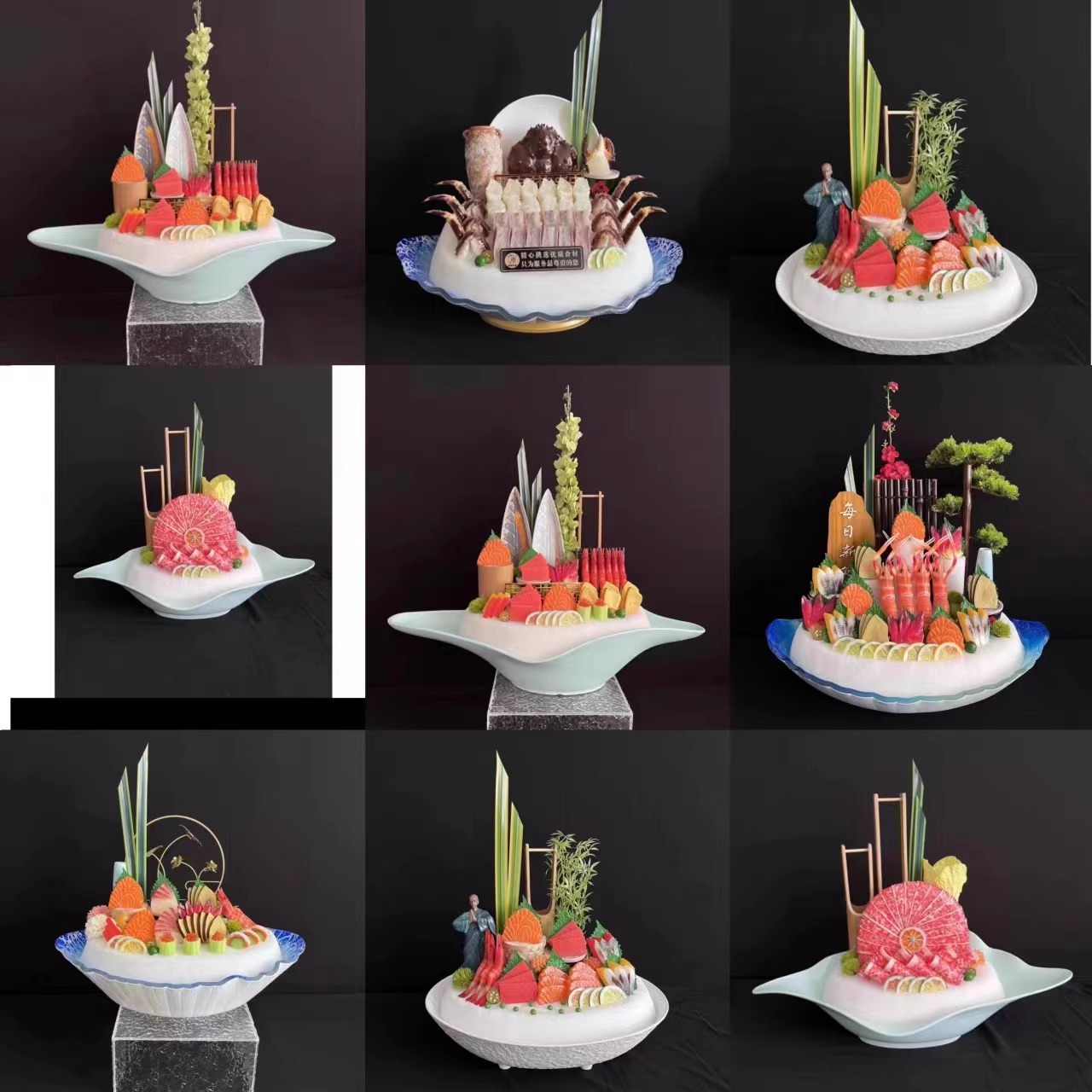 三文鱼模型雪花肥牛模型刺身拼盘模型假东星斑帝王蟹澳龙