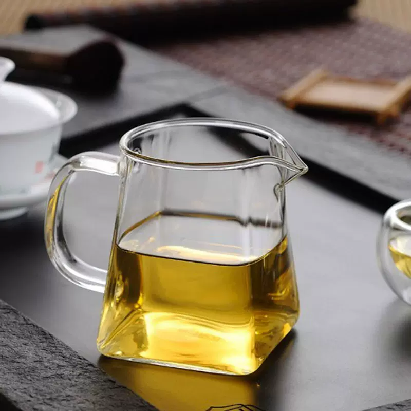 高硼硅玻璃方形公道杯 家用透明玻璃茶海分茶器 大号功夫茶具公杯
