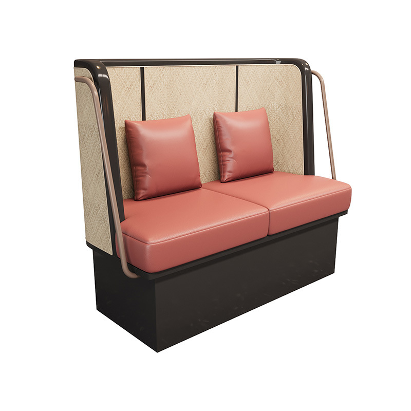 Customizado nuevo estilo chino de cocina Hunan hot pot mesas y sillas combinaciones comerciales de madera maciza tela de caña cartelera sofá fábrica al por mayor