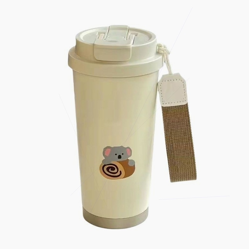 新しいウォーターカップ、ステンレス製魔法瓶カップ、見栄えの良い食品グレードのコーヒーカップ、ポータブルストローカップ|undefined