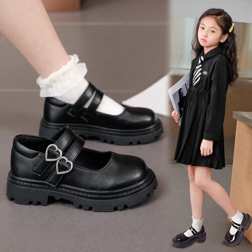 Children's Leather Shoes 2024 Spring and Autumn New Children's Performance Shoes Black Dance Shoes Princess Shoes for Girls and Boys