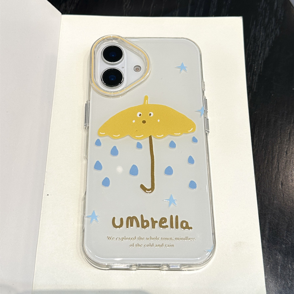 Divertido emoji de paraguas amarillo de nicho para iPhone15Pro Apple 16proMax funda para teléfono móvil 14/13 femenino