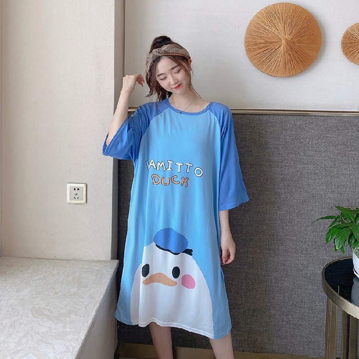 Venta caliente de Oriente Medio varios camisones de manga corta de verano Pijamas de estilo coreano del sudeste asiático Vestido de manga corta de verano para mujer Ropa suelta para el hogar