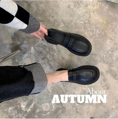 X3 Huidong Yixin Da 2025 新しい厚底小さな革靴春と秋の厚いヒール英国スタイルのローファー女性用