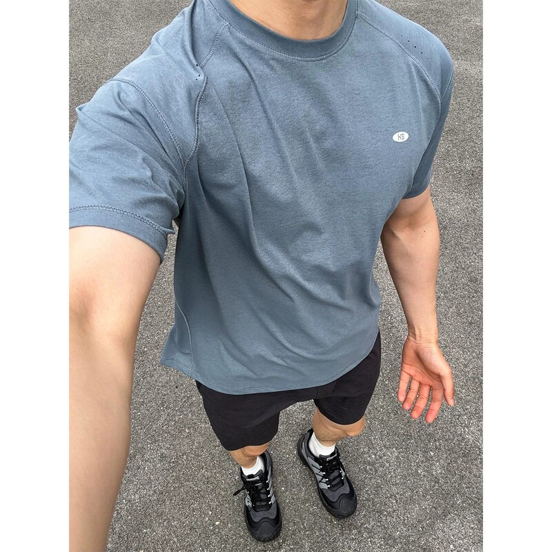 Gray Blue Dragon Scale Quick-Drying Short-Sleeved Men's Summer Moisture-Absorbent and Breathable Fitness Training Basketball T-Shirt Outdoor Functional Half-Sleeve Gray Blue Dragon Scale Quick-Drying Short-Sleeved Men's Summer Moisture-Absorbent and Breathable Fitness Training Basketball T-Shirt Outdoor Functional Half-Sleeve