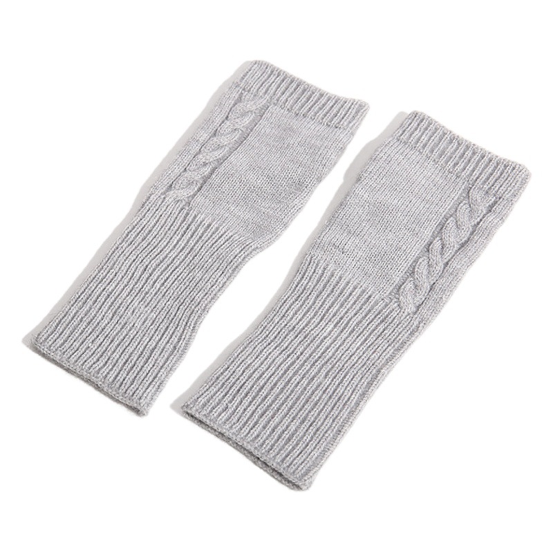 Moda de otoño e invierno largo giro jacquard guantes calientes alargados color sólido todo partido medio dedo guantes mujer Comercio exterior caliente