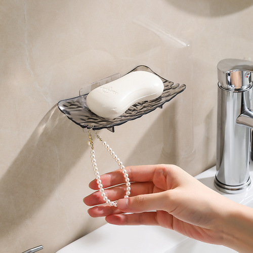 Soap Dish Countertop Luxury Hole-Free Drainage Shelf Home Bathroom Toilet Washing Sink Soap Rack Dry