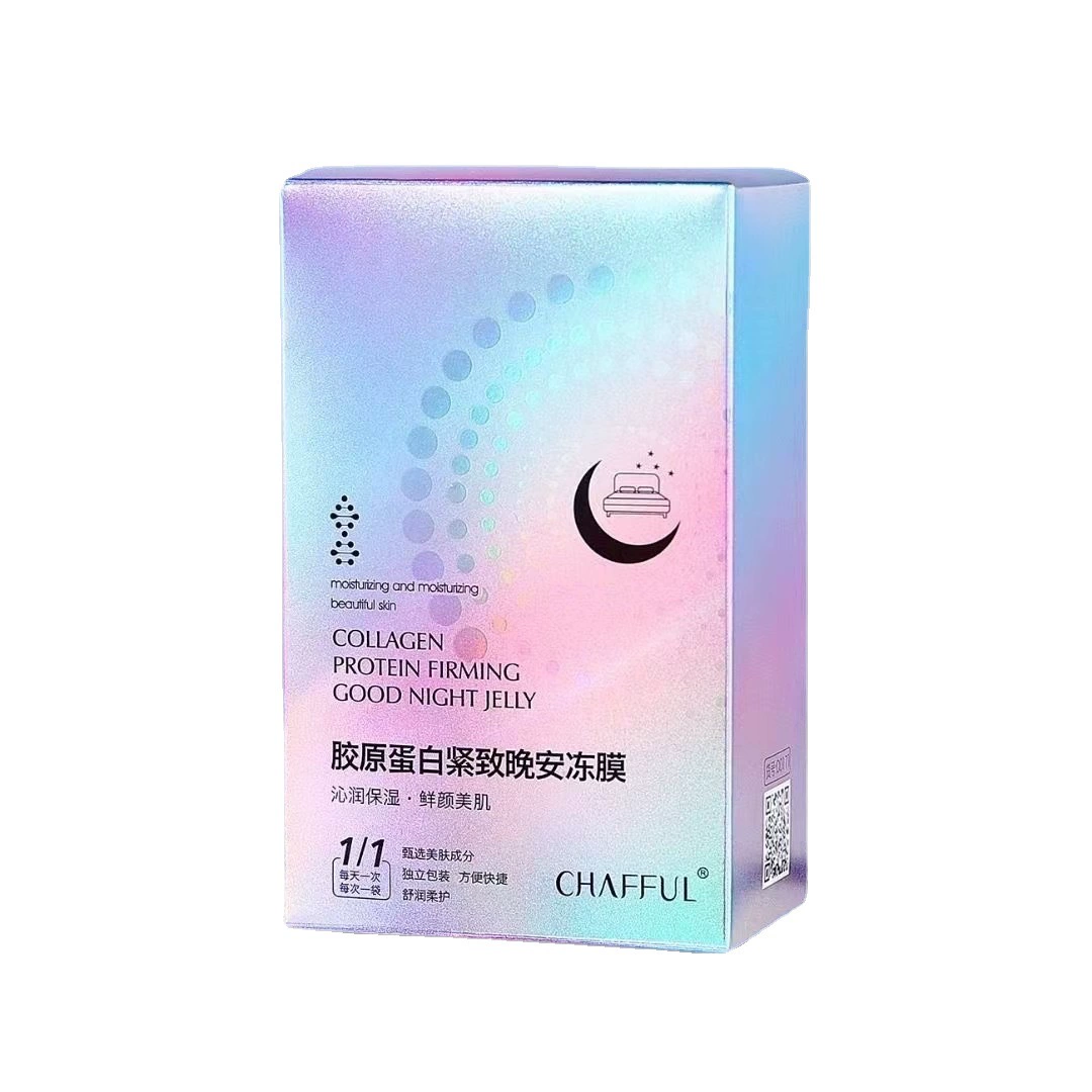 Ночная гелевая маска для лица (CHAFFUL) с collagen упругость и увлажнение, лёгкая подгонка 4 мл саше