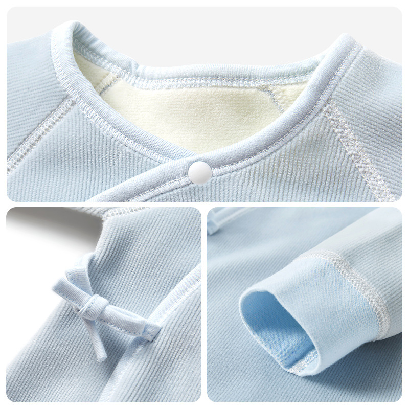 Ropa para bebés recién nacidos para primavera, otoño e invierno, pelele estilo monje con forro polar para recién nacidos, capa base para niños y niñas, traje de una pieza cálido, ropa de otoño para bebés.