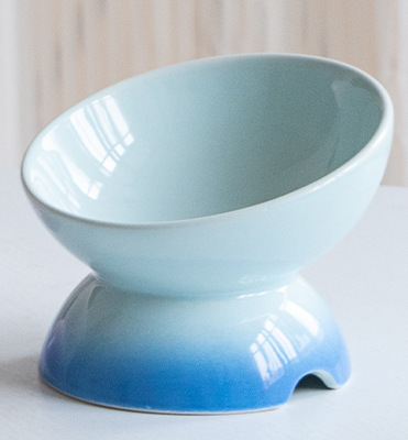 Cuenco para gatos Le Youpai Cuenco para mascotas de cerámica de patas altas Protección de la columna cervical Cuenco para arroz para gatos Cuenco para gatos Cuenco para perros Diagonal para ayudar a la digestión