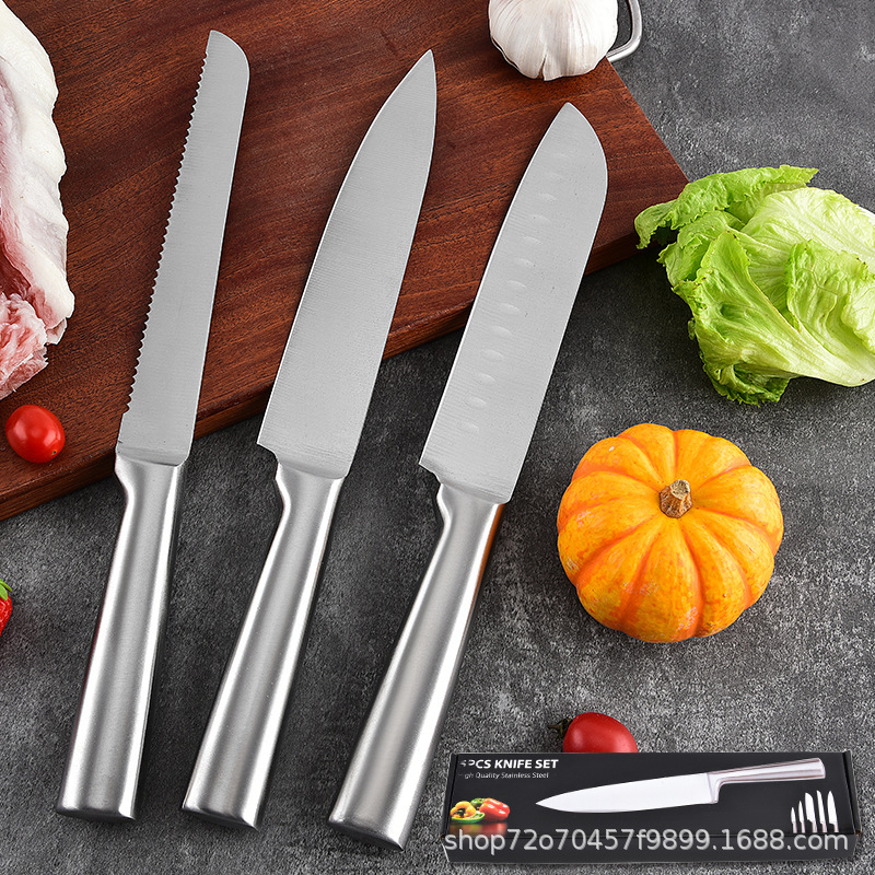 Cuchillo de mango redondo recto conjunto de cuchillo de acero completo de cinco piezas cuchillo de cocina de acero inoxidable cuchillo de cocina cuchillo japonés cuchillo de frutas