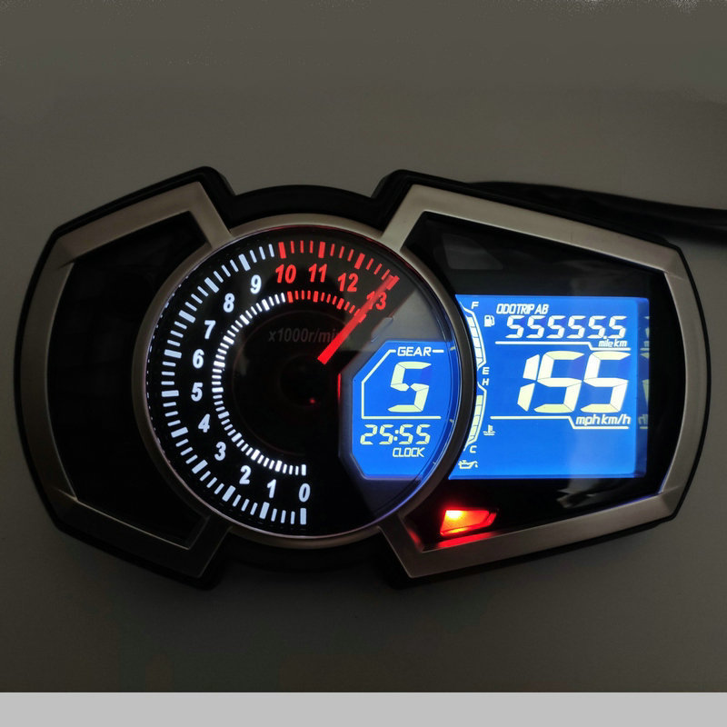 Cross-Border Wholesale Motorcycle Modification Instrument Assembly Ninja 650 Lcd Speed, Rpm, Water Temperature, 1-4 Cylinder Digital Display