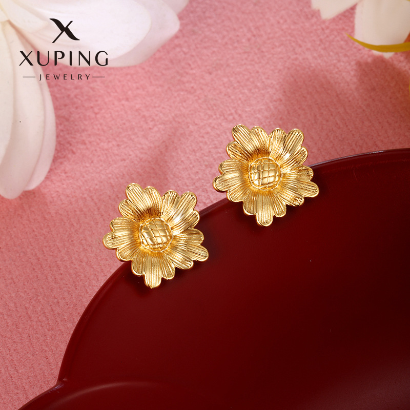 Pendientes de Botón Xuping, Modernos, Chapados en Oro, Simples, Versátiles, Exquisitos, Sin Circonitas, Joyería al por Mayor Transfronteriza