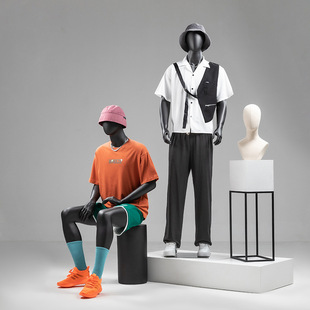 Men's Model Props Mute Black Full Body Fake Body Clothing Store Fashion Brand Window Human Table Model Display Stand Full Body