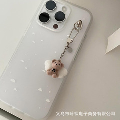 韓国版天使動物天使翼ソフト萌え植毛立体星かわいい甘い携帯チェーンキーホルダーins風