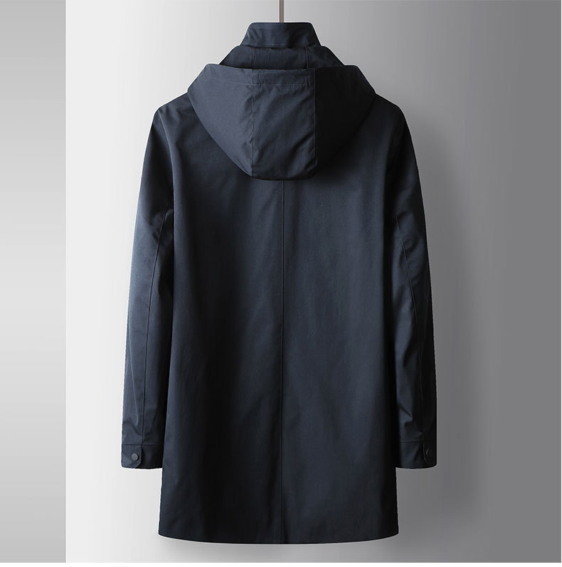 Men's Clothing autumn and winter new style stand up collar detachable hooded top youthful luxury business casual mid length coat_voghion.com