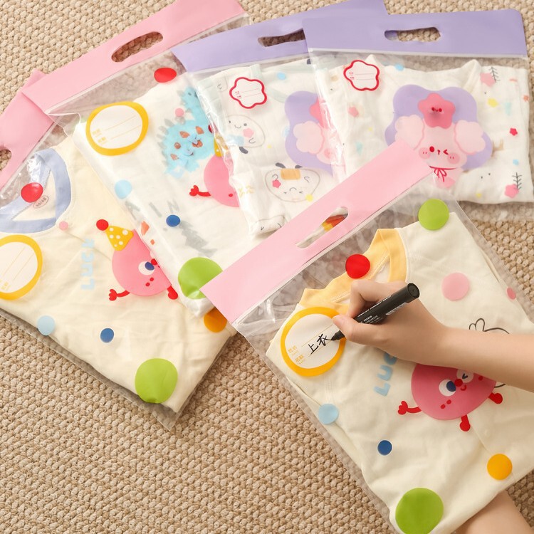 幼儿园衣物收纳袋卡通儿童入园替换衣服分装袋透明手提密封防尘袋|undefined