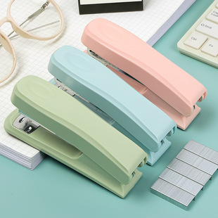 Huajie factory wholesale Morandi color labor-saving stapler small portable stapler student stapler office