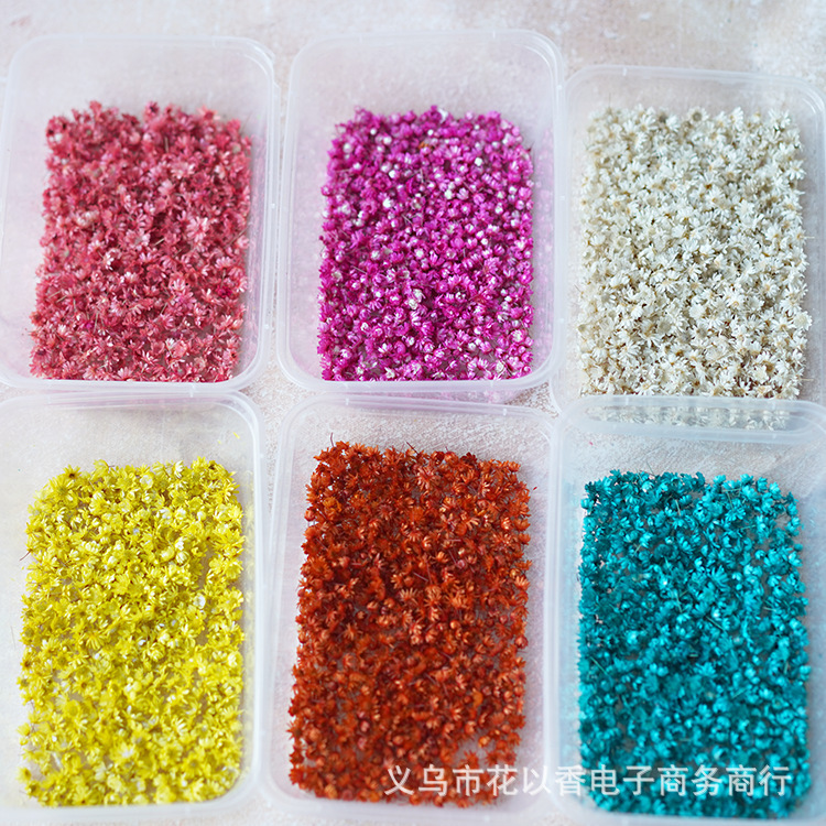 现货小星花花头diy干花水晶滴胶花头无杆子玻璃球填充物彩色粉色|undefined