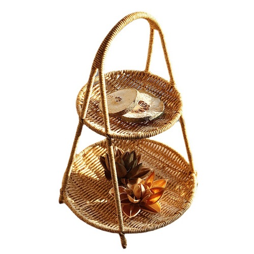 Leisure Storage Creative Multi-layered Fruit Plate European-style Dried Fruit Plate Imitation Rattan Household Snack Plate Candy Afternoon Tea Tray Basket