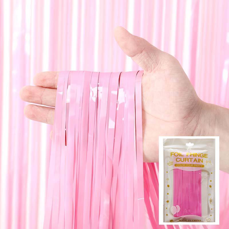 Cortina de lluvia de colores de alto brillo transfronteriza decoración de fiesta de cumpleaños cortina de lluvia láser de macaron brillante de 1*2 m