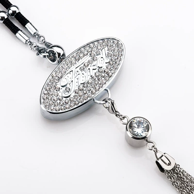 Car Perfume Hanging Ornaments, Long-Lasting | Car hanging - ford-full-diamond-pendant-tassel-pendant-comes-with-spray-head-perfume-1-bottle-of-blue-ocean